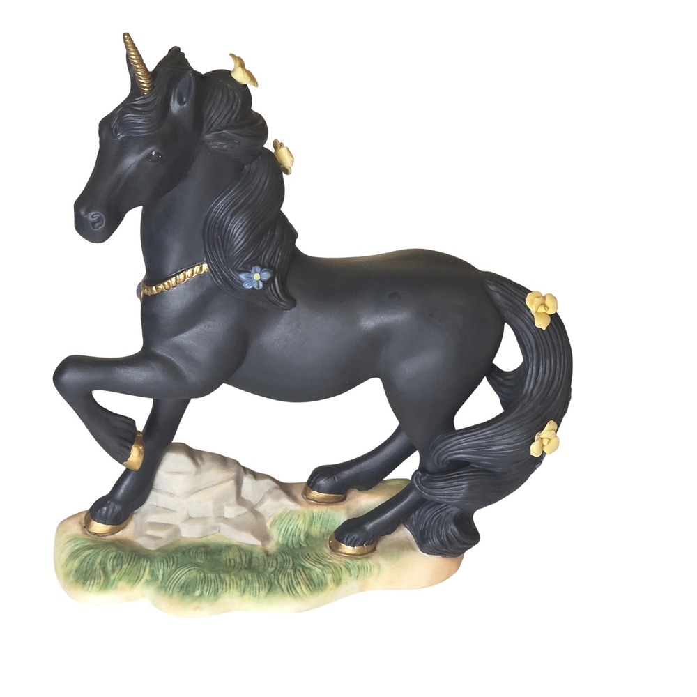 Princeton Gallery Lenox Love's Magic Black Porcelain Unicorn Figurine 1994 Vtg
